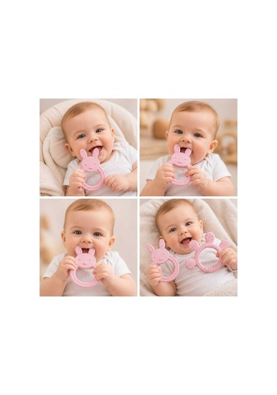 Bebek Diş Kaşıyıcı Kolay Tutuş, Güvenli Kullanım Pembe