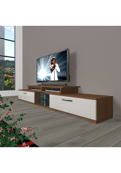 Decoraktiv Flex 130 Mdf Tv Ünitesi Tv Sehpası Ceviz - Beyaz