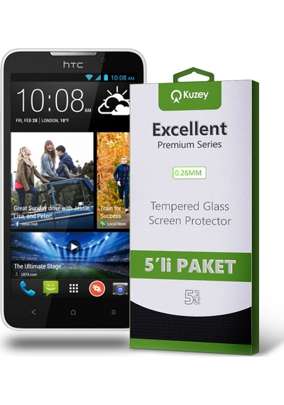 HTC Desire 516 ile Uyumlu Kırılmaz Temperli Ekran Koruyucu Cam Ekonomik 5'li Paket