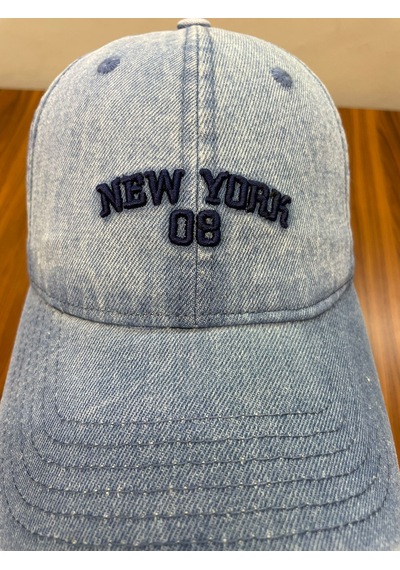 Denim Jean Kot Kumaş Vintage Yıkamalı Unisex Cap Şapka Açık Mavi