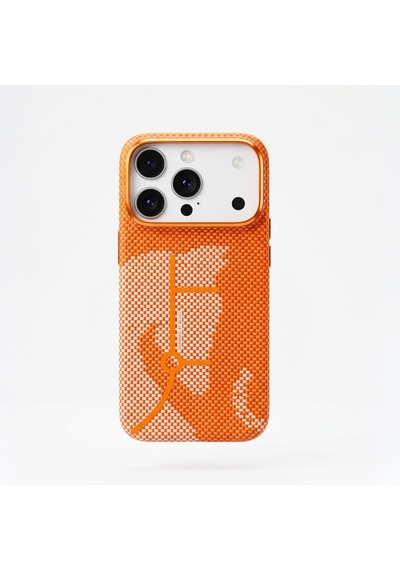 Apple Uyumlu iPhone 17 Pro Steed Woven Magsafe Aramid Fiber Premium Kılıf Turuncu