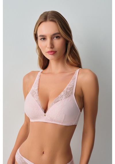 Suwen Floral Soft Dantelli Balensiz Yarı Destekli Bralet Sütyen Wsl10110192077 Pembe