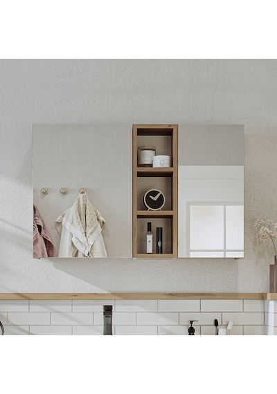Banyo Dolabı Kulpsuz 2 Kapaklı Atlantik Çam Mdf 95 Cm Aynalı Dlp Atlantik Çam