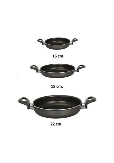 Onyx Üçlü Set Kapaksız Teflon Sahan Seti, 16-18-22 Cm Dtteflon-16-18-22 Çok Renkli