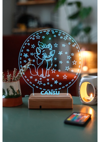 Çocuklara Özel 3D Kedi Ve Yıldızlar Masaüstü (458693959)