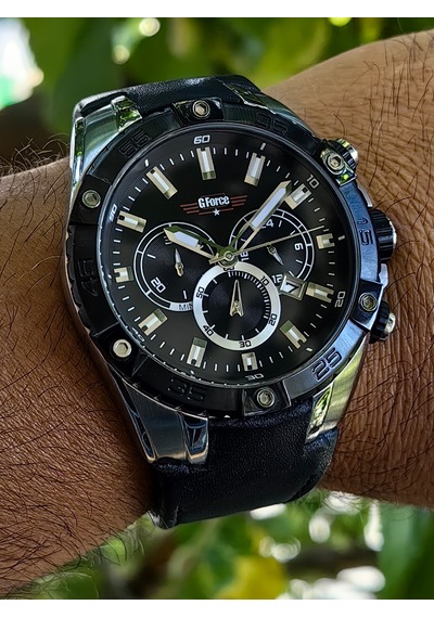 G-force Js25 Orjinal Miyota Mekanizma Gümüş Siyah Erkek Kronograf Kol Saati Lüks Kutulu Gümüş - Siyah