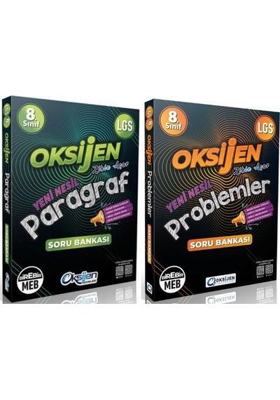 Oksijen 8. Sınıf Paragraf + Problemler Soru Bankası Seti 2 Kitap