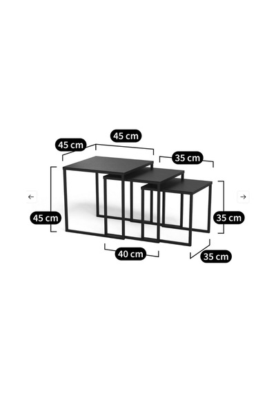 Dekoratif 3'lü Set Metal Zigon Sehpa Diğer