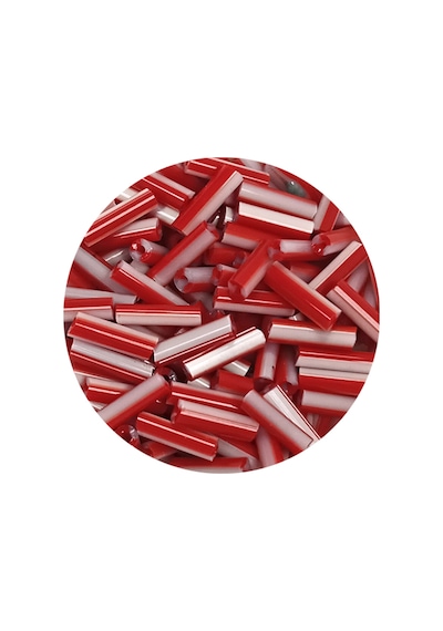Uzun Boru Kesme Boncuk Çap 2mm Uzunluk 10 Mm - 60 Gram - Kırmızı Beyaz - Bnc278
