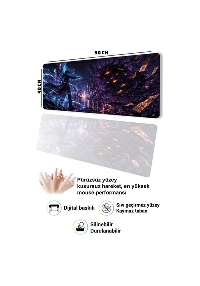 Sonictouch Klavye Mousepad 40x90cm Dikişsiz Pürüzsüz Sıvı Geçirmez Kaymaz Taban Neon Büyücü