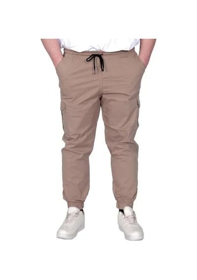 Cüsseli Büyük Beden Erkek Pantolon Keten Kargo Jogger 21911 Cappucino Cappucino