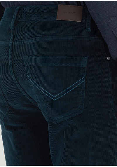 Ramsey Petrol Düz Dokuma Slim Fit Kadife Casual Pamuk Karışımlı Pantolon