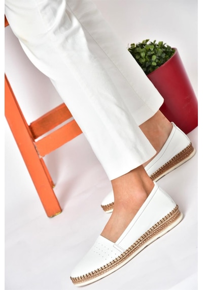 Fox Shoes P555002503 Beyaz Hakiki Deri Günlük Kadın Ayakkabı Beyaz-hakiki Deri Beyaz