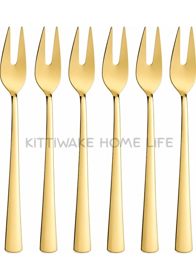 6 Lı Gold Limon Ve Fondü Çatalı 11 Cm Paslanmaz Çelik Mini Servis Çatalı Takımı