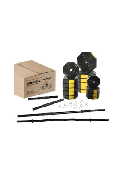 Tanspor 100 KG Halter Full Kısa + Uzun Düz + Z Bar Set-SARI