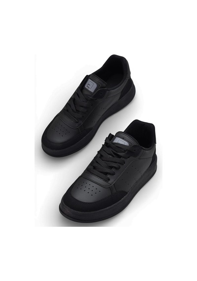 Papatay 1011 Hazır Taban Unisex Spor Ayakkabı Bağcıklı Rahat Sneaker Siyah