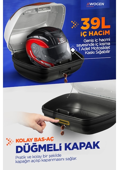 Wogen Wg39 Premium Arka Çanta 39 Litre Beyaz + Karbon Dizlik He Siyah