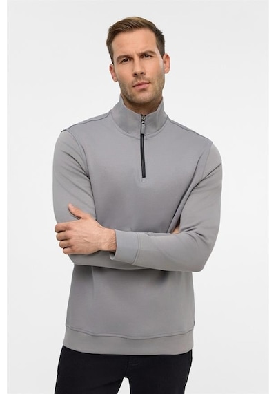 Süvari Gri Regular Düz Yarım Balıkçı Yaka Sweatshirt Gri