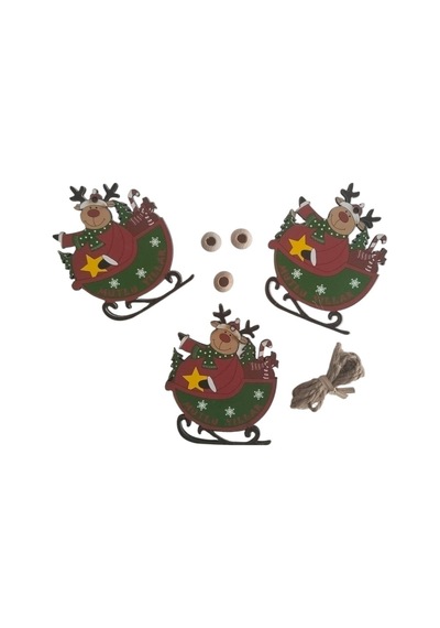 Yılbaşı Ağaç Süsü Ahşap Mdf 3lü Paket