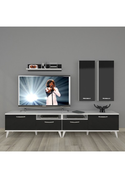 Decoraktiv Eko 5220d Slm Retro Tv Ünitesi Tv Sehpası Beyaz - Siyah