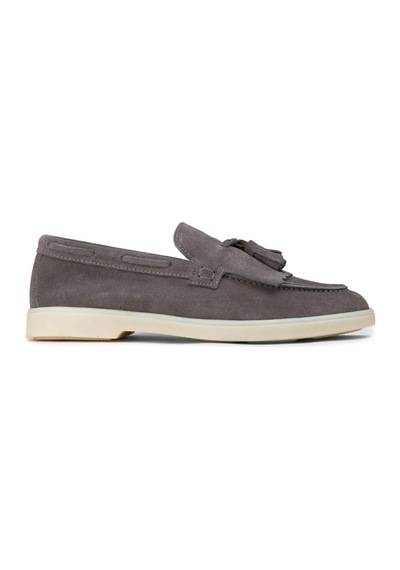 Deery Erkek Hakiki Süet Gri Püsküllü Loafer - 02030mgrıc02