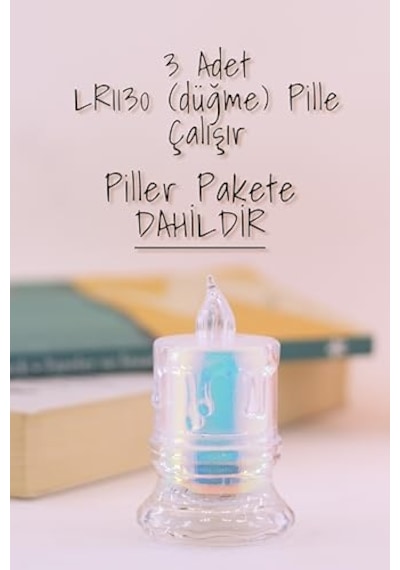 Tr 3 Adet Led Mum Simli Tipi Pil Dahil Dumansız Alev Ledli Yapay Dekoratif Mum Işığı Orta Pt421 Diğer