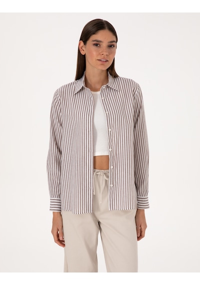 Pierre Cardin Kadın Kahverengi Gömlek Desenli 50318226-vr029 Kahverengi