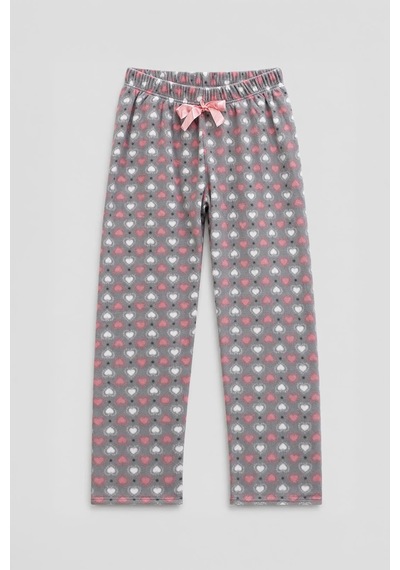 Markapia Kadın Kalp Desenli Polar Pijama Altı Gri