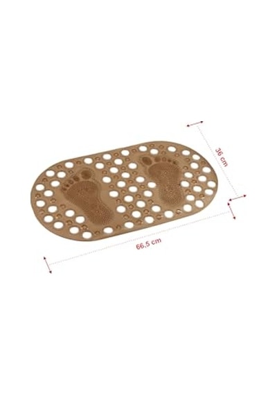 Premium Serisi Banyo - Küvet İçi Kaydırmaz Vantuzlu Ayak Desenli Paspas 66,5 X 36,5 Cm, Kahve Genel