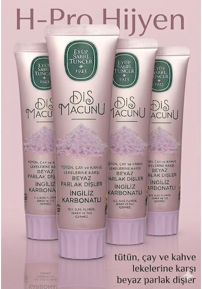 Eyüp Sabri Tuncer İngiliz Karbonatlı Diş Macunu, Leke Karşıtı & Beyazlatıcı 90 Ml 4'lü, H-pro Hijyen Beyazlatma