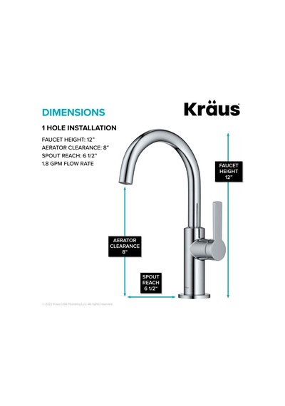 Kraus Oletto Tek Saplı Mutfak Bar Bataryası Krom Kpf-2822ch 30.000 Mah