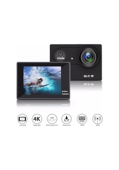 Aksiyon Kamerası Wi-Fi KS504 4K Ultra HD 170 Derece 32 Gb