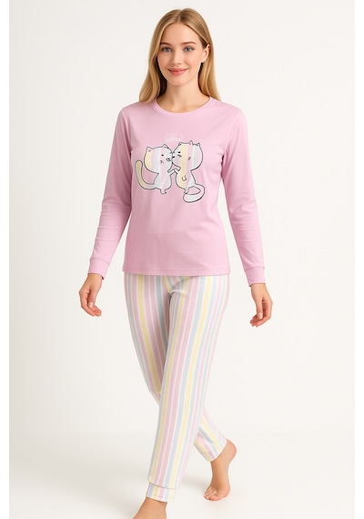Mutlu City Kadın Yumuşak Doku Termal Pijama Takımı 42050 Pembe