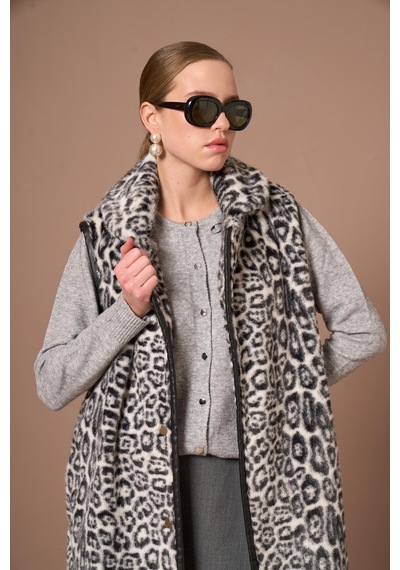 Ftz Women Kadın Leopar Yelek Siyah 31275 Siyah