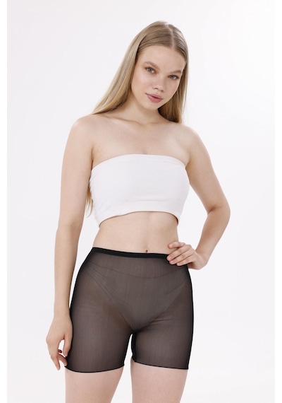 Ang Butik Freshness 0024 Lazer Kesim Tül Boxer Korse SIYAH