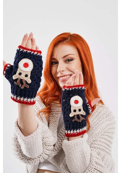 Dark Blue Deer Tasarım Eldiven Çok Renkli