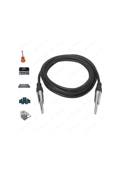Mono 6.35mm 1/4" Jack Gitar Amfi Enstrüman Kablosu - 1 Metre