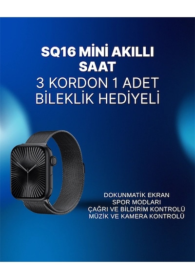 Zenvia ZNV2026 Mini Series 10 Akıllı Saat 3 Kordon + Bileklik (Distribütör Garantili)