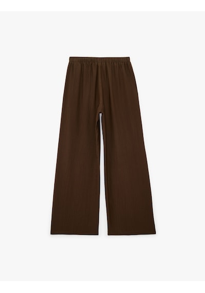 Koton Beli Lastikli Bağlamalı Geniş Paça Pantolon Kahverengi 6sak40240pw Kahve