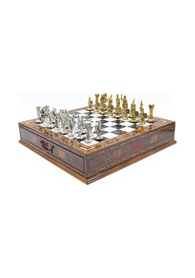 Saklamalı - 370 - Satranç Roma Oymalı Sc38s - 38cm, Siyah Tahta - Muratech - - Sc38s