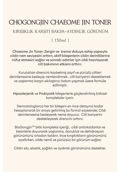 Missha Chogongjin Chaeome Derinlemesine Bakım Sağlayan Cilde Sıkı Görünüm Veren Tonik 150 ML