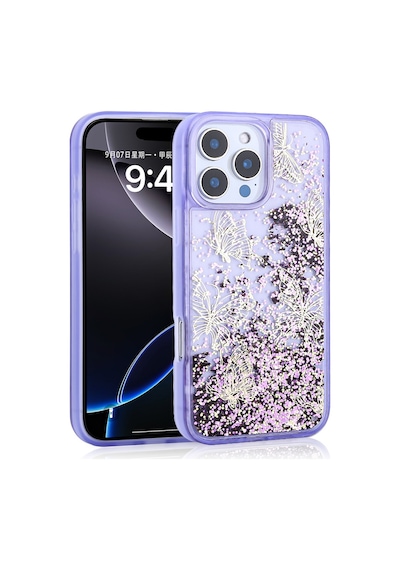 Zore Apple iPhone Uyumlu 12 Pro Kılıf Sıvılı Simli Kelebek Baskılı Şeffaf Arka Yüzey Omsy Glis Silikon Kapak - Mor Zore Apple iPhone Uyumlu 12 Pro Kılıf Sıvılı Simli Kelebek Baskılı Şeffaf Arka Yüzey Omsy Glis Silikon Kapak - Mor