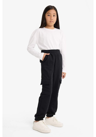 Defacto Kız Çocuk Beli Lastikli Kargo Jogger Eşofman Altı E6928a825aubk81 Siyah