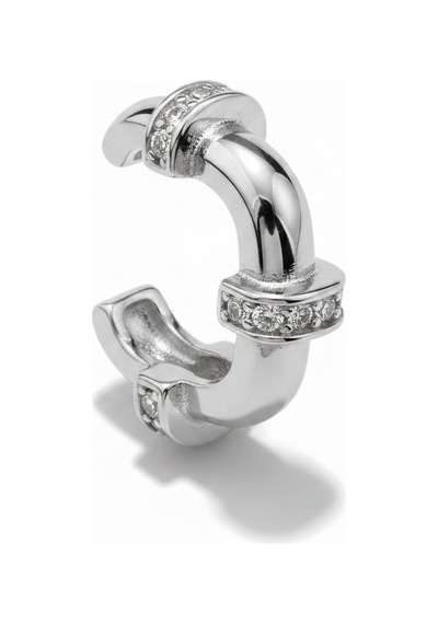Earcuff Sıkıştırmalı Pirinç Kıkırdak Küpe Kare Zirkon Taşlı Gümüş Renk Diğer