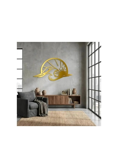 Gün Doğumu Dalgası Metal Duvar Tablosu - Metal Duvar Sanatı - Krom - 50 X 29 Cm