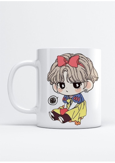 Bts Jungkook V Jimin Suga Bt21 Baskılı Beyaz Kupa Bardak