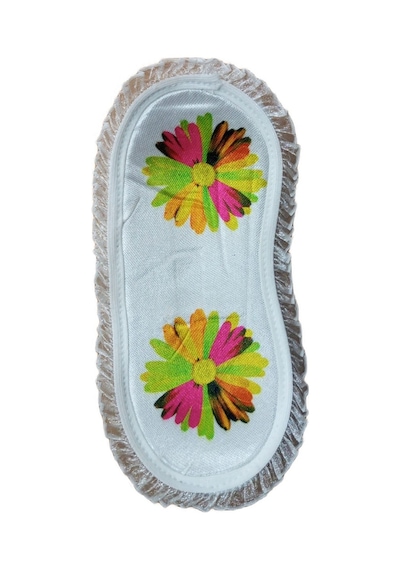 Pembecin Uyku Göz Bandı Maskesi Işık Önleyici Gözlük Maske Bant Eye Mask Çiçekli 1adet Beyaz