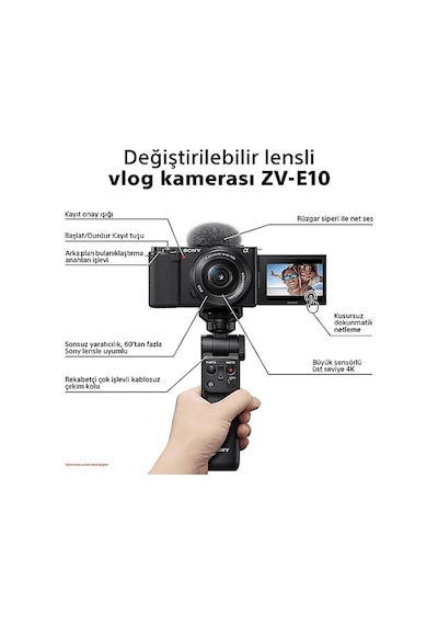 Sony Alpha ZV-E10L APS-C 16-50 mm Fotoğraf Makinesi (Distribütör Garantili)