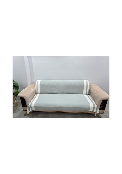 Özdilek Pamuklu Kaymaz Zigzag Koltuk Örtüsü 170x210 - Haki Yeşili Haki Yeşil