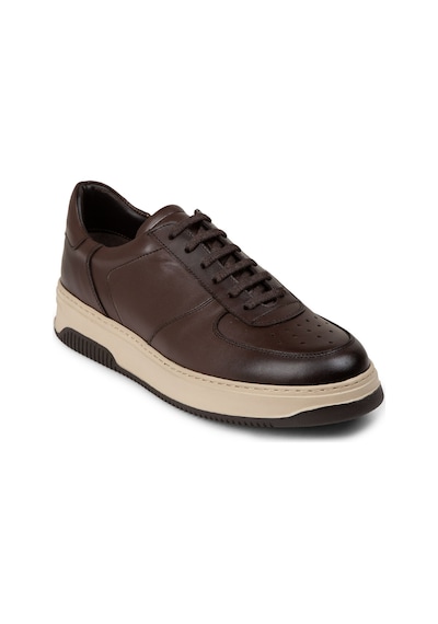 Deery Hakiki Deri Kahverengi Erkek Sneaker Ayakkabı - 01965Mkhve06 Kahverengi
